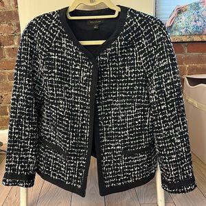Ann Taylor Bomber/Jacket (black blue and white)